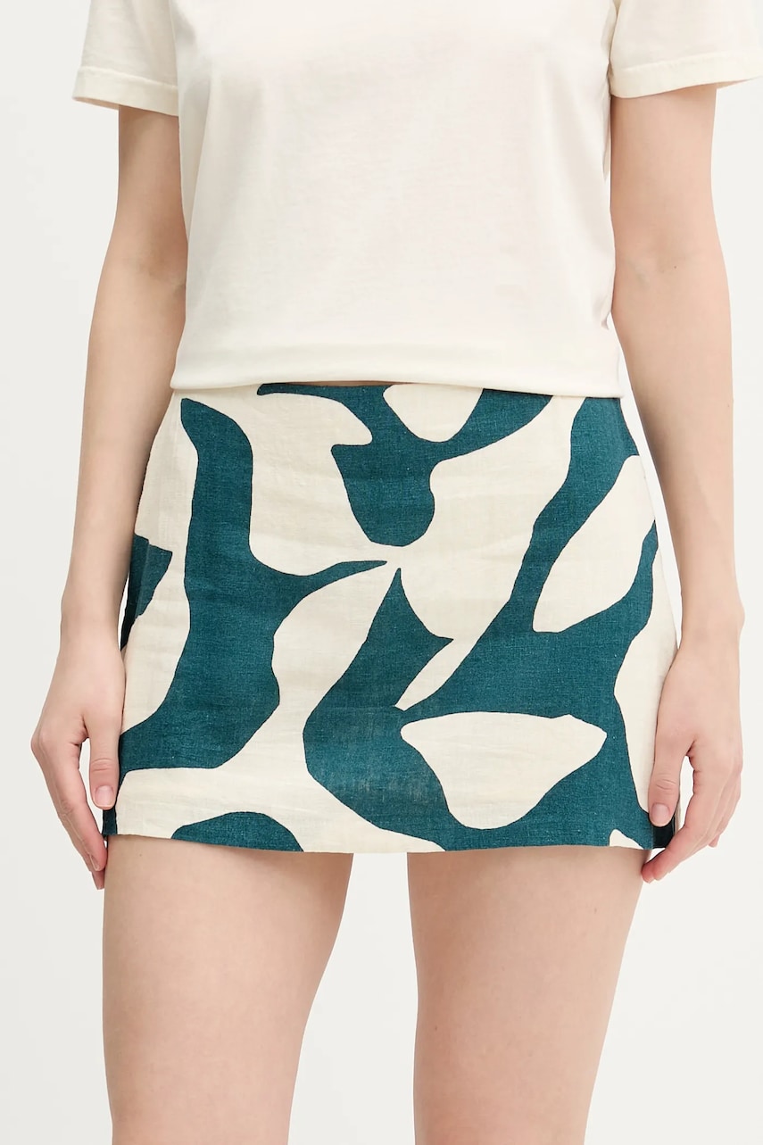 Abercrombie & Fitch fusta din in culoarea verde, mini, drept, KI143-5049 Abercrombie & Fitch fusta din in culoarea verde, mini, drept, KI143-5049
