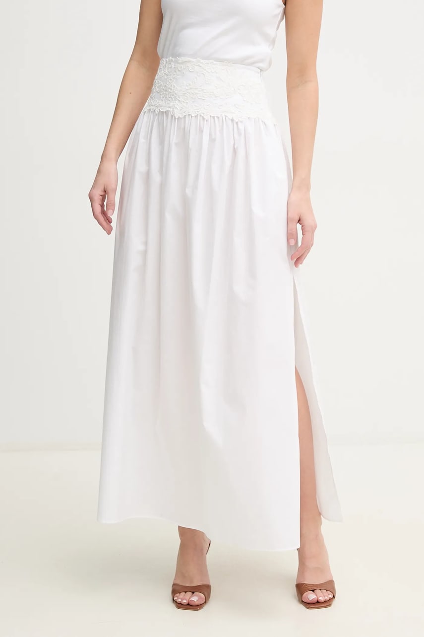 Ermanno Scervino fustă din bumbac culoarea alb, maxi, drept, D464O605OVZ Ermanno Scervino fustă din bumbac culoarea alb, maxi, drept, D464O605OVZ