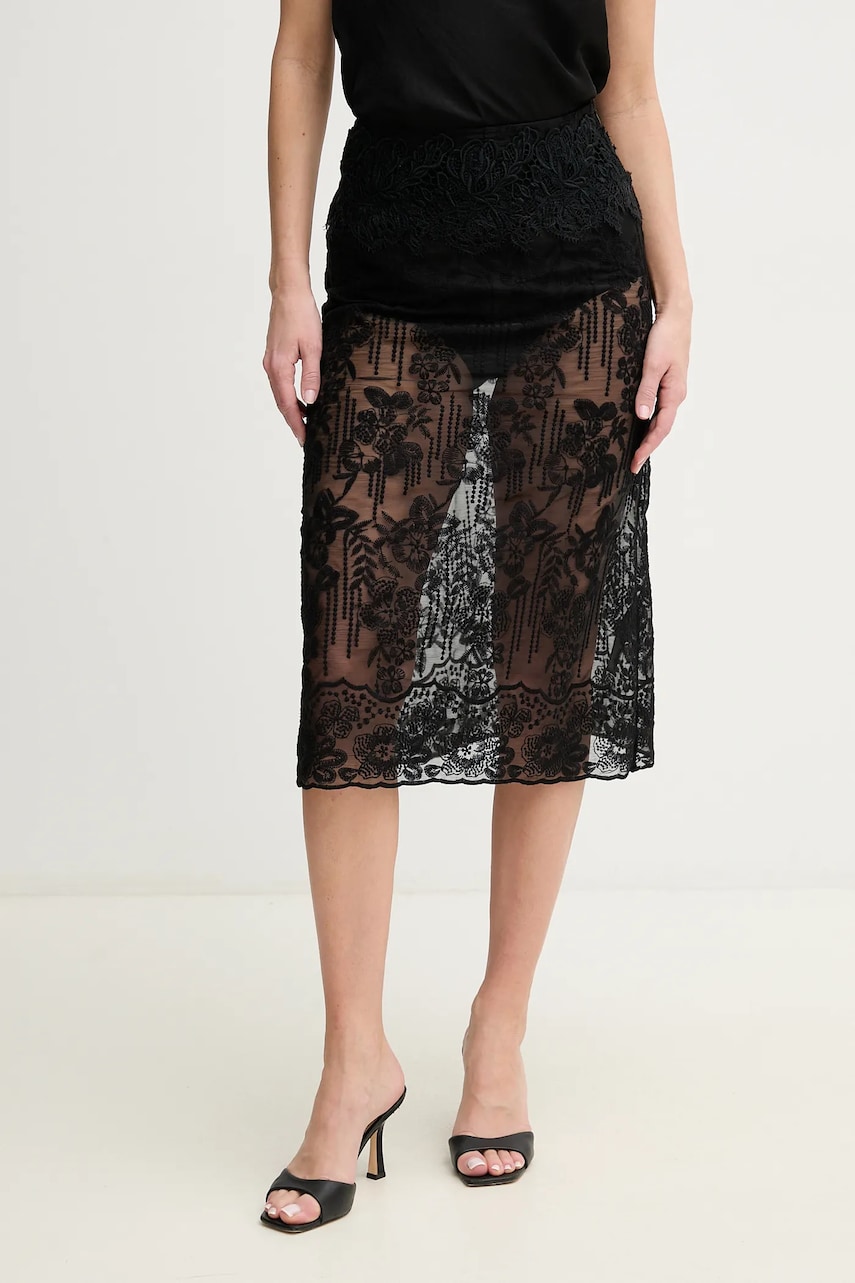 Ermanno Scervino fustă culoarea negru, mini, drept, D464O612IBQ Ermanno Scervino fustă culoarea negru, mini, drept, D464O612IBQ