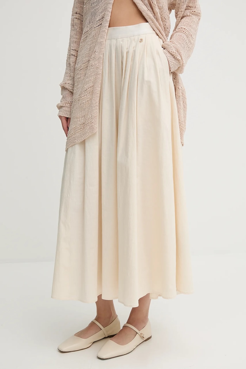 Pedro del Hierro fustă culoarea bej, maxi, evazați, 7599300