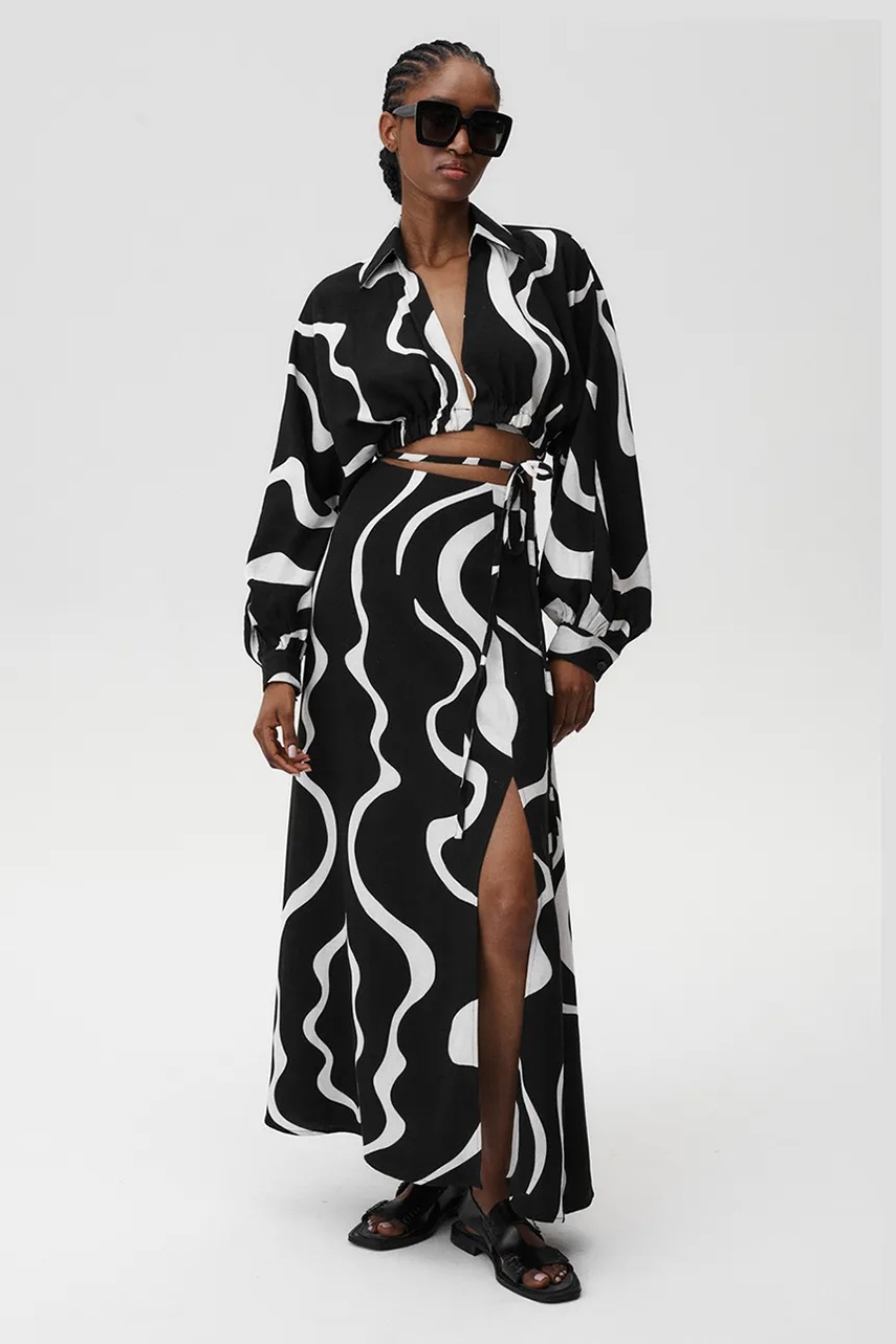 Undress Code fustă din amestec de in Athena Skirt maxi, drept, 904