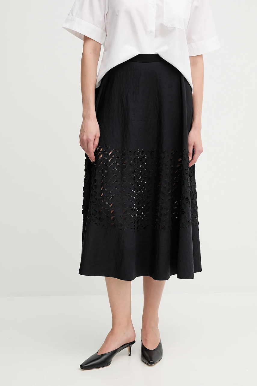 Sandro Ferrone fustă culoarea negru, midi, evazati, S18XBERAKO