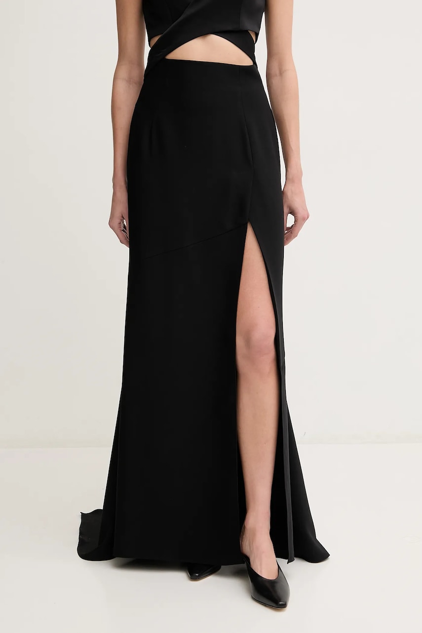 Sandro Ferrone fustă culoarea negru, midi, evazati, S23XBEBATMAN