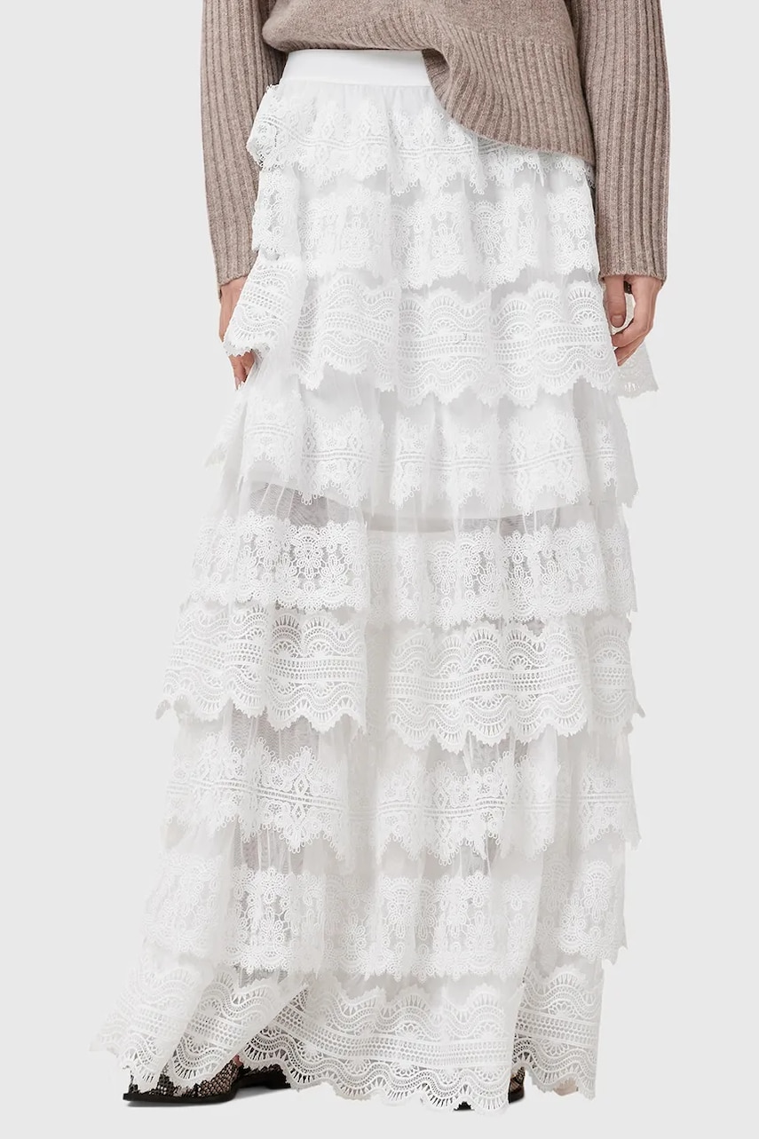 Юбка AllSaints LIZI LACE цвет белый maxi прямая W059RC Юбка AllSaints LIZI LACE цвет белый maxi прямая W059RC