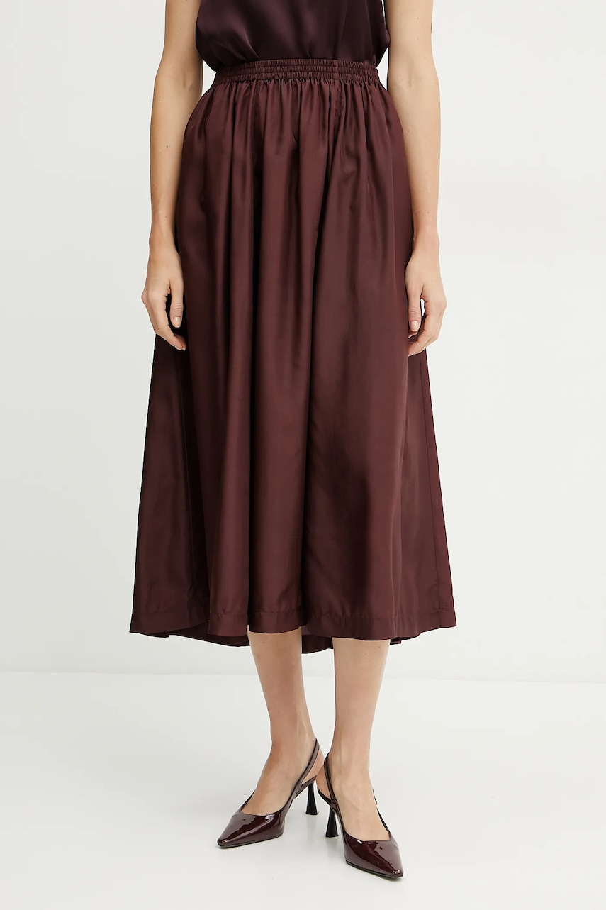 Forte Forte fustă de mătase culoarea bordo, midi, evazati, 9930 my skirt