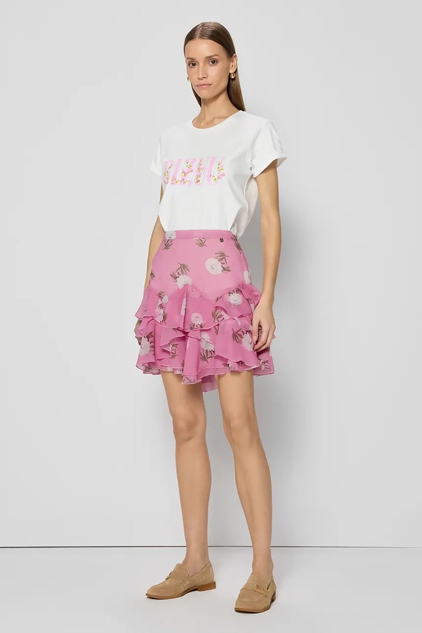 Bizuu fusta CANDICE ALTARE culoarea roz, mini, evazati, CANDICE_ALTARE_ROZOWY_SS25