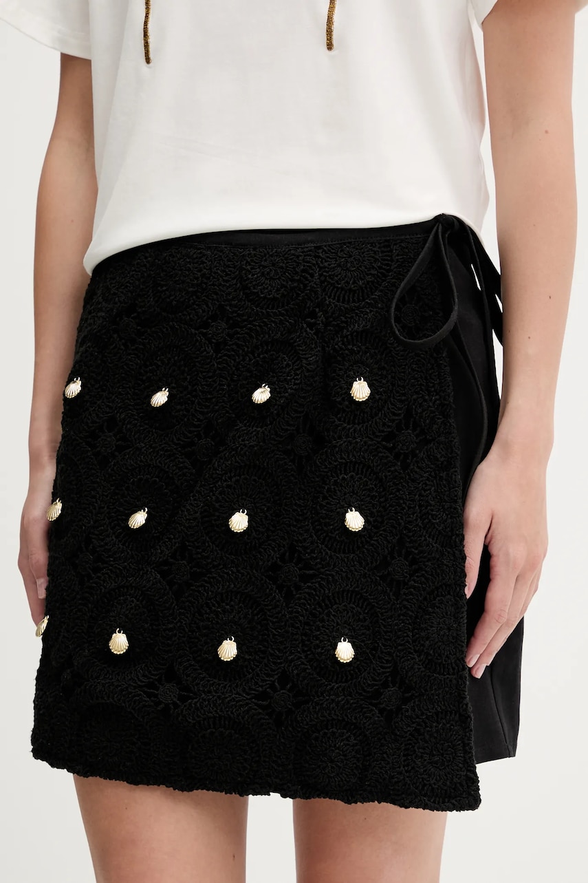 Never Fully Dressed fusta din amestec de lana culoarea negru, mini, drept, NFDSK671