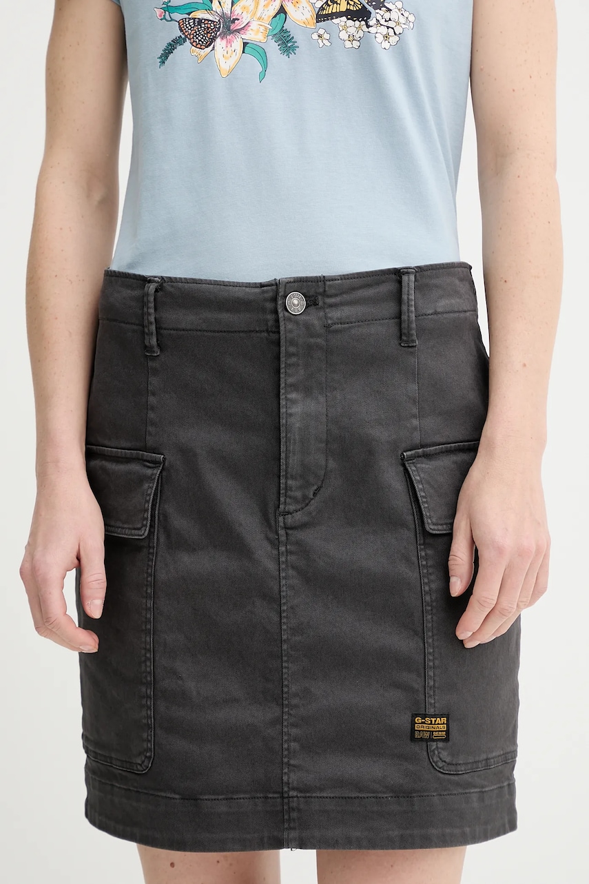 G-Star fusta jeans culoarea gri, mini, drept, D25235-C106