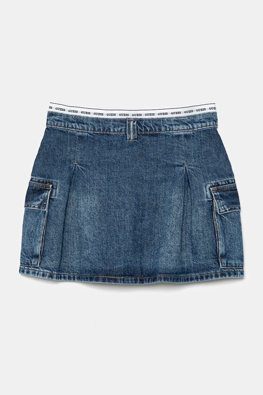 Детская джинсовая юбка Guess цвет синий mini расклешённая J5RD07 D45E0 Детская джинсовая юбка Guess цвет синий mini расклешённая J5RD07 D45E0