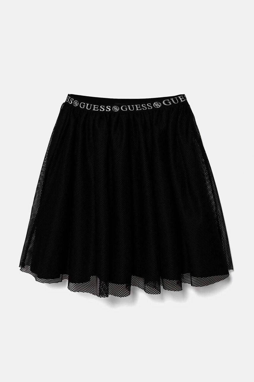 Levně Dětská sukně Guess černá barva, mini, áčková, J5RD11 KACZ0