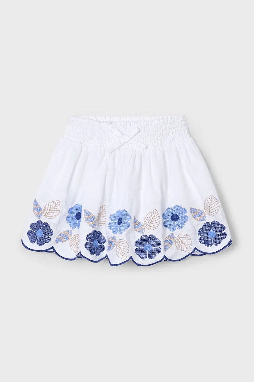 Детская юбка Mayoral цвет белый mini расклешённая 3903 Детская юбка Mayoral цвет белый mini расклешённая 3903
