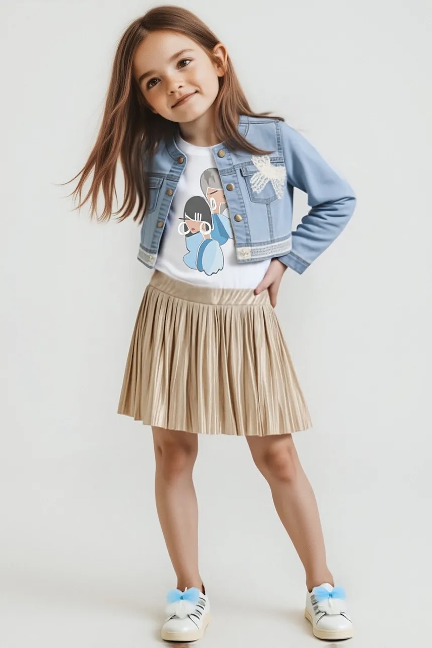 Mayoral fusta fete culoarea bej, mini, evazati, 3907