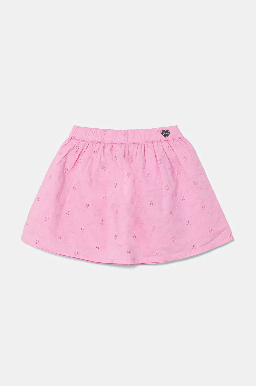 Levně Dětská bavlněná sukně Guess růžová barva, mini, K5GD11 WH710