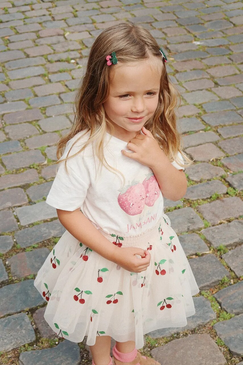 Konges Sløjd fustă TULLIE SMOCK SKIRT culoarea bej, mini, evazati, KS103186