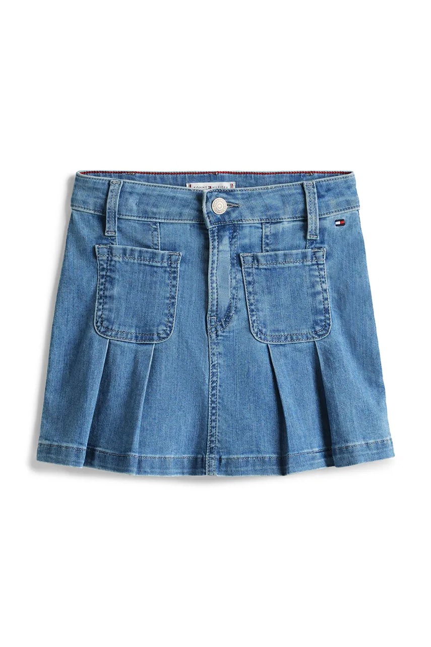 Детская хлопковая юбка Tommy Hilfiger mini прямая KG0KG08430