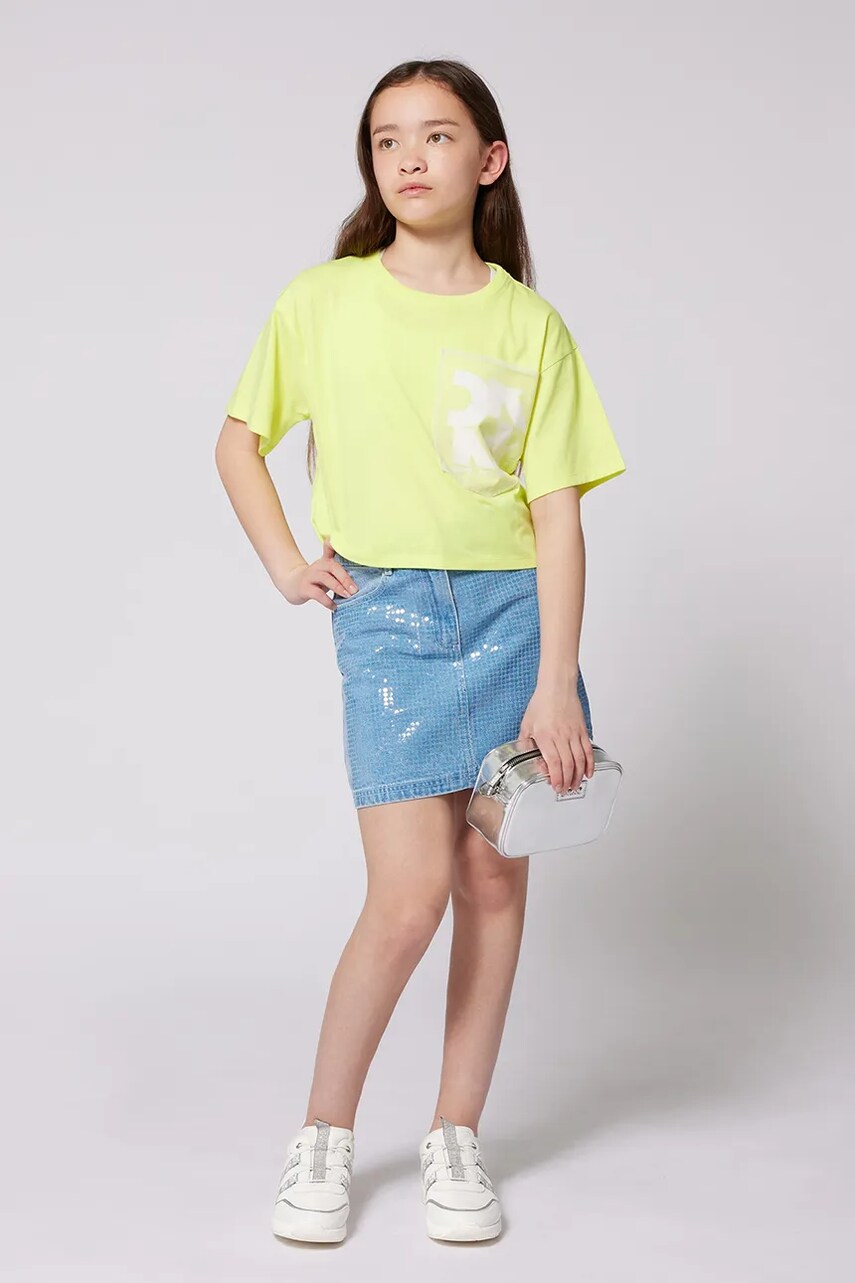 Dkny fusta denim pentru copii mini, drept, D62259 Dkny fusta denim pentru copii mini, drept, D62259