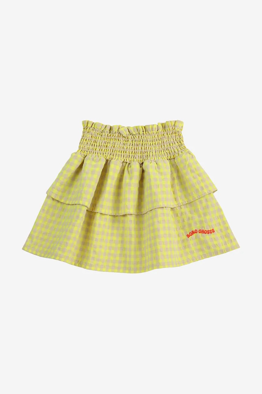 Детская юбка Bobo Choses цвет жёлтый mini расклешённая 125AC068 Детская юбка Bobo Choses цвет жёлтый mini расклешённая 125AC068