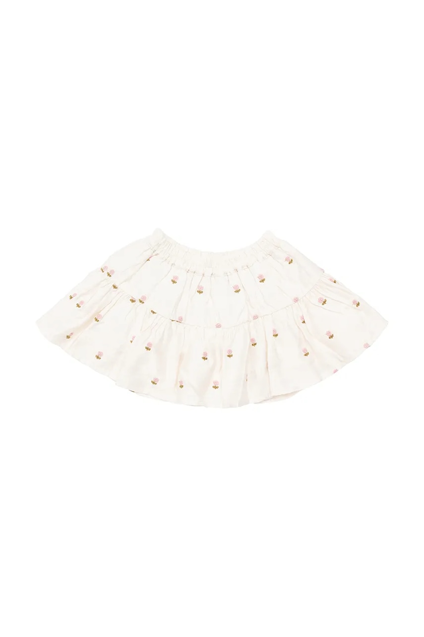 Детская юбка Donsje Lindie Skirt Roses цвет белый mini расклешённая 4096801 Детская юбка Donsje Lindie Skirt Roses цвет белый mini расклешённая 4096801