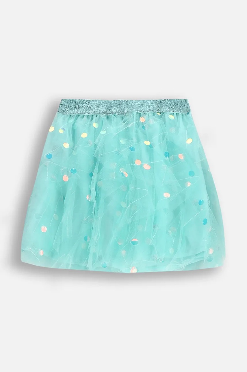 Детская юбка Coccodrillo цвет бирюзовый mini расклешённая INSIDE OCEAN GIRL KIDS