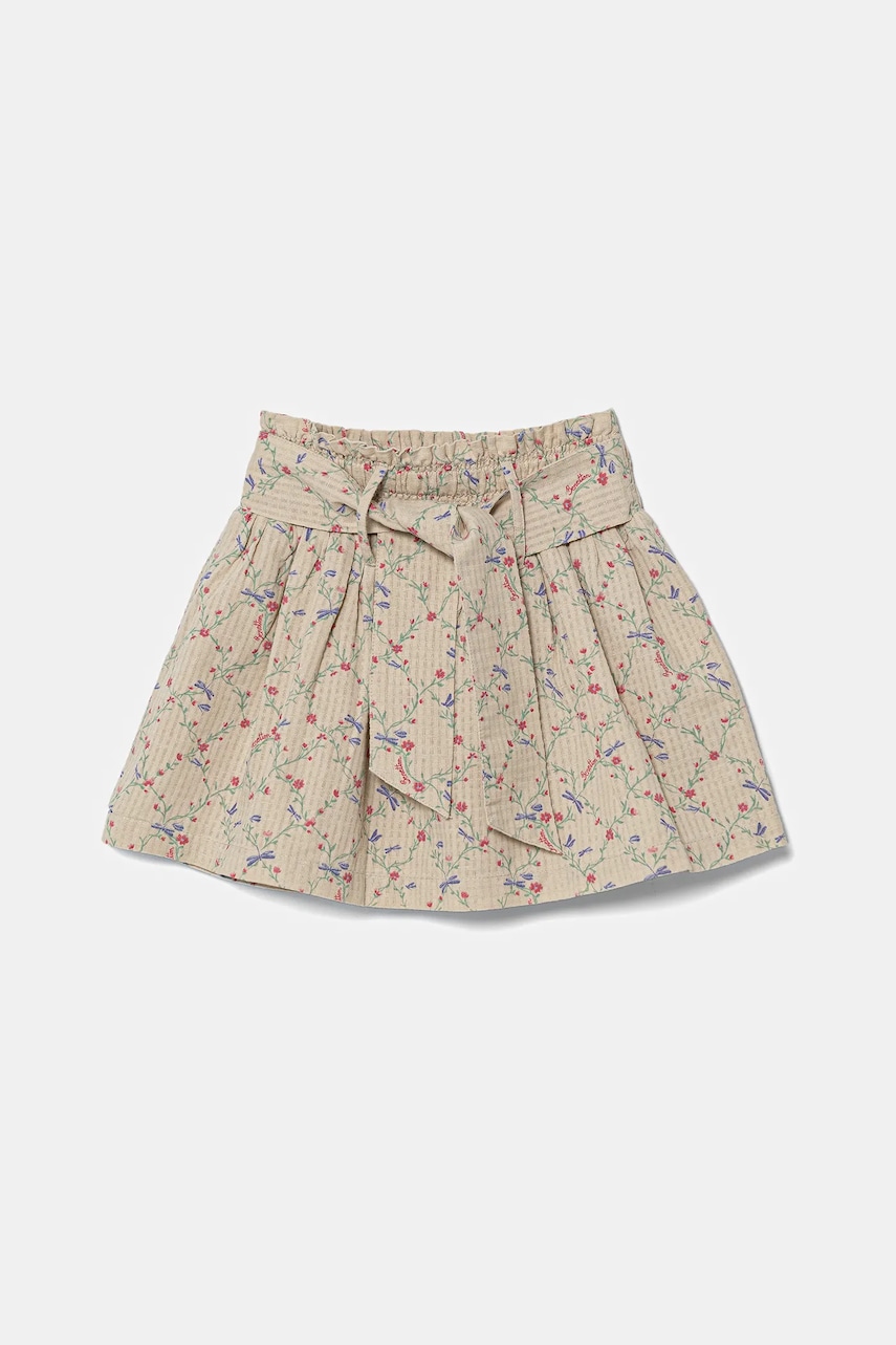 United Colors of Benetton fustă din bumbac pentru copii culoarea bej, mini, evazati, 40VFG0013