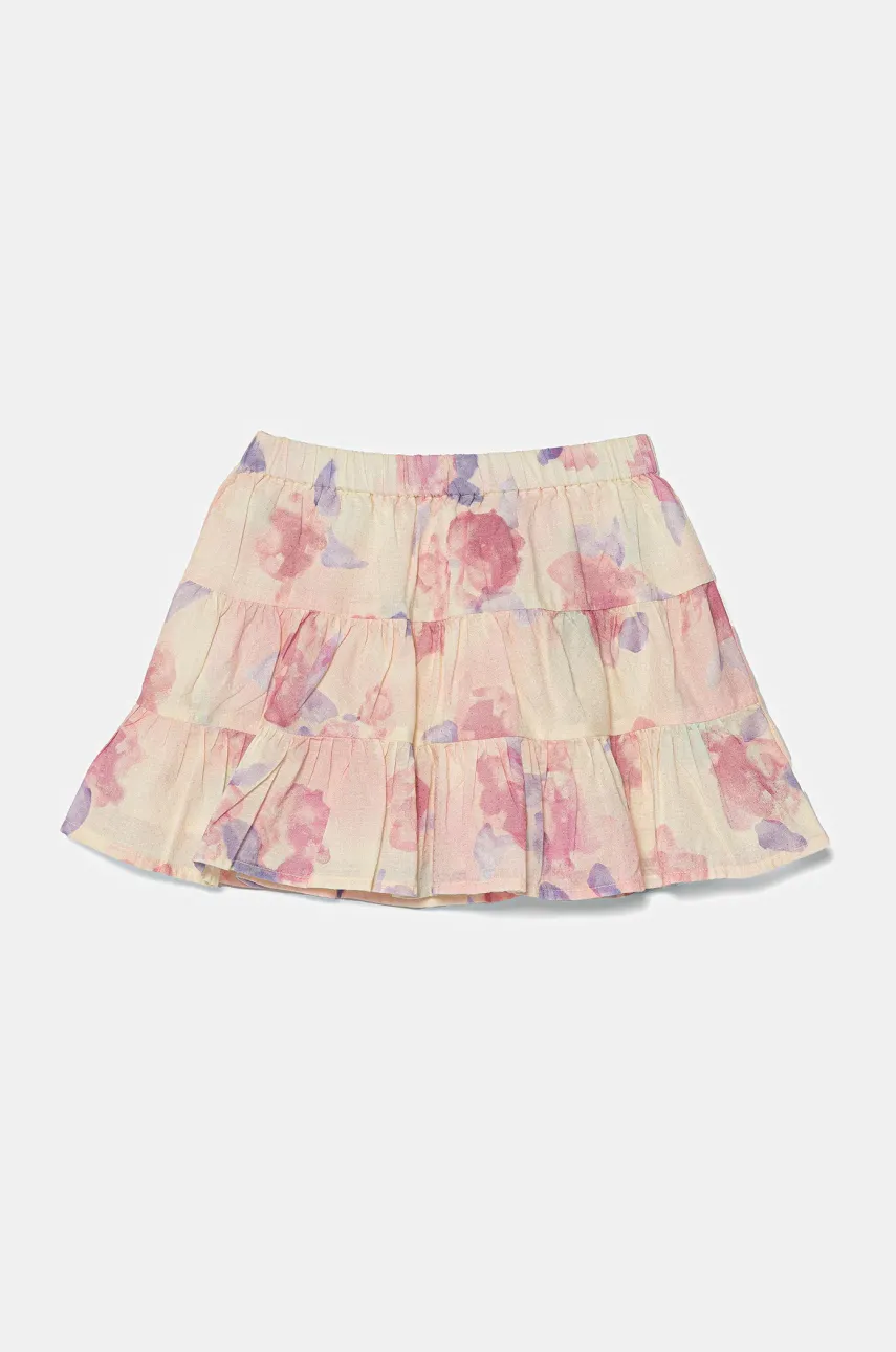 United Colors of Benetton fustă din bumbac pentru copii culoarea roz, mini, evazati, 4HYUG0015
