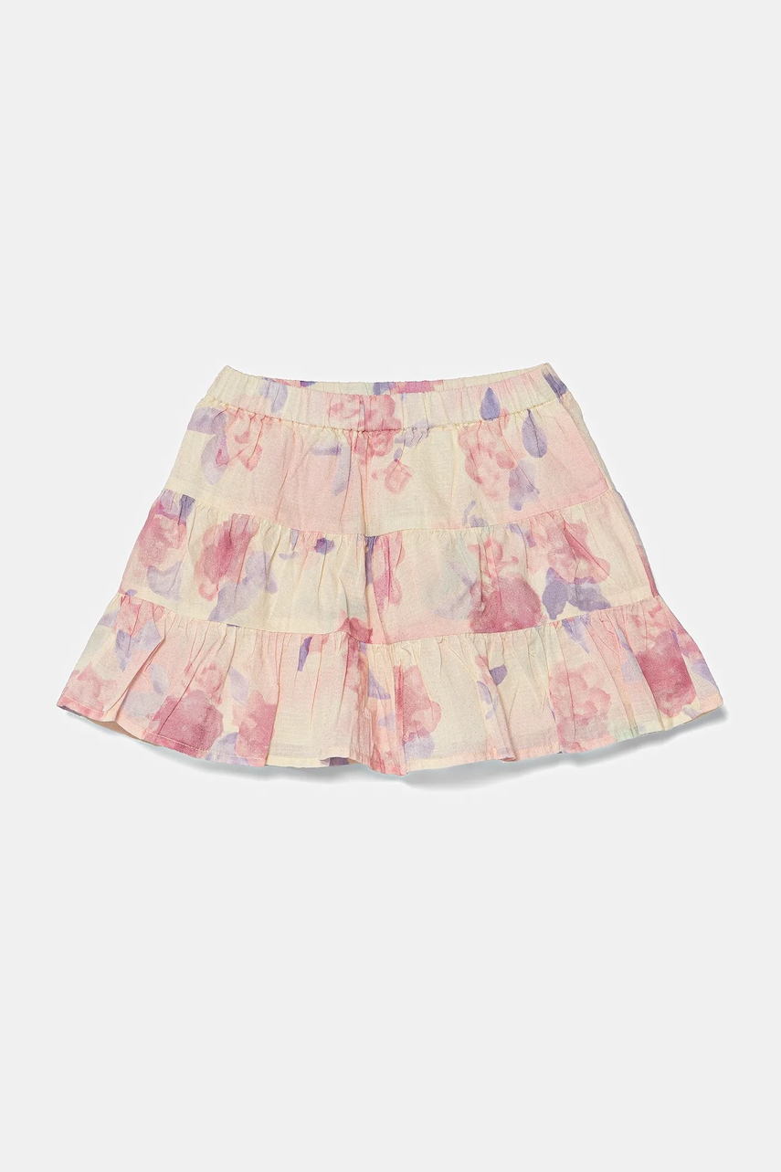 Детская хлопковая юбка United Colors of Benetton цвет розовый mini расклешённая 4HYUG0015 Детская хлопковая юбка United Colors of Benetton цвет розовый mini расклешённая 4HYUG0015
