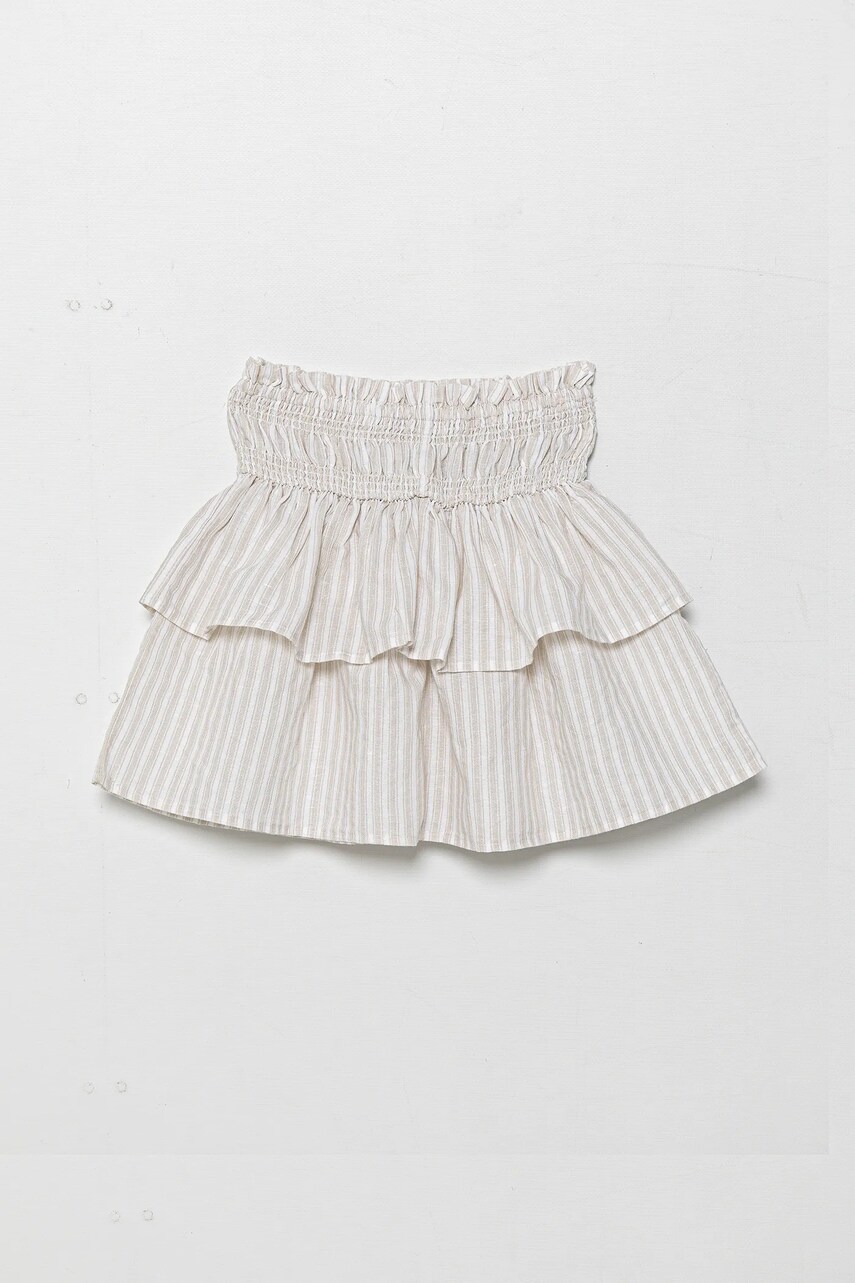 United Colors of Benetton fustă de in pentru copii culoarea bej, mini, evazati, 4Q1NC0023