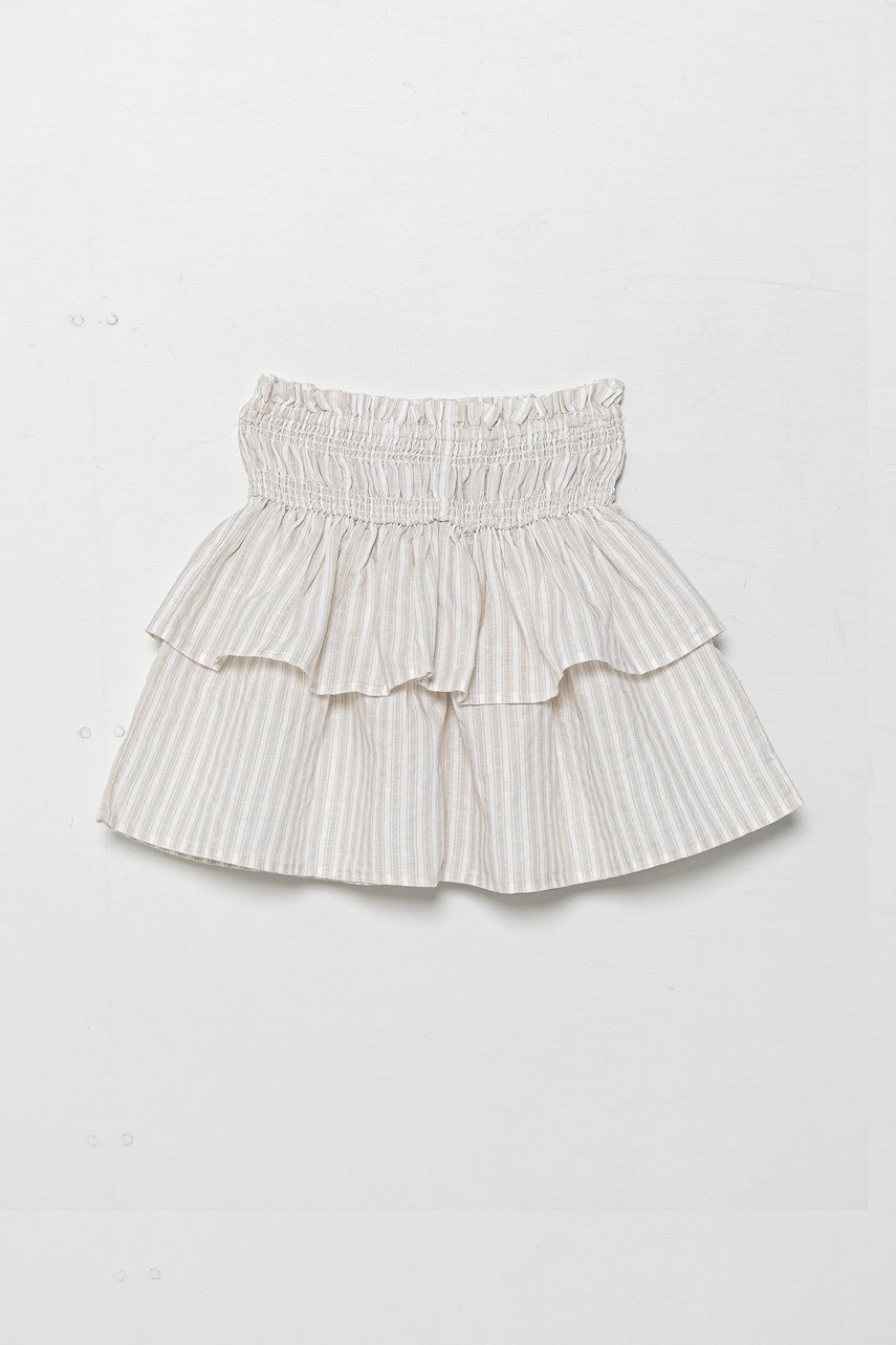 United Colors of Benetton fustă de in pentru copii culoarea bej, mini, evazati, 4Q1NC0023