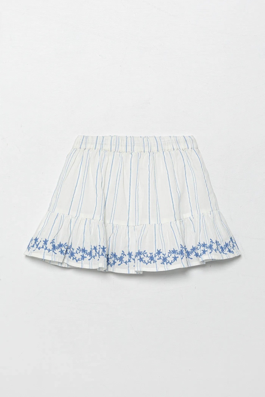 Детская хлопковая юбка United Colors of Benetton цвет белый mini расклешённая 44HZG0016