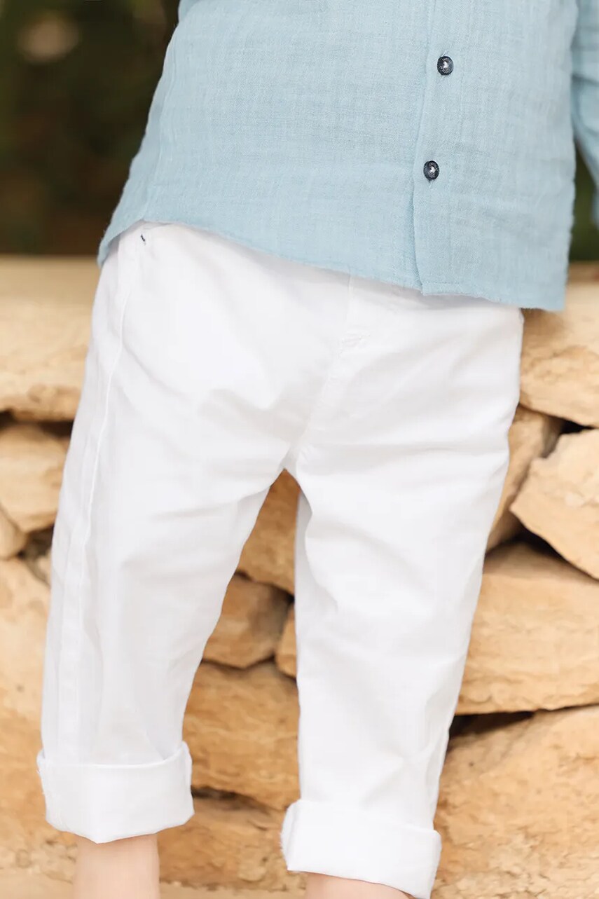Tartine et Chocolat pantaloni bebe culoarea alb, neted, CA22041