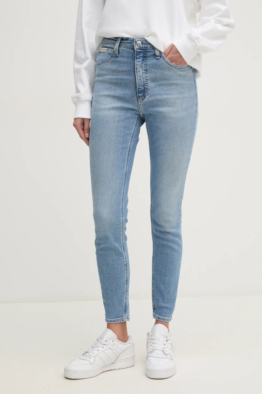 Levně Džíny Calvin Klein Jeans dámské, modrá barva, J20J224486