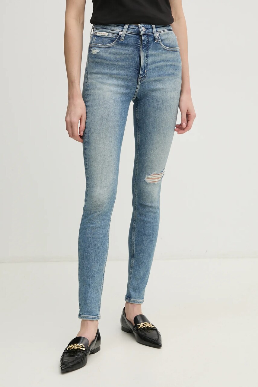 Levně Džíny Calvin Klein Jeans dámské, modrá barva, J20J224495