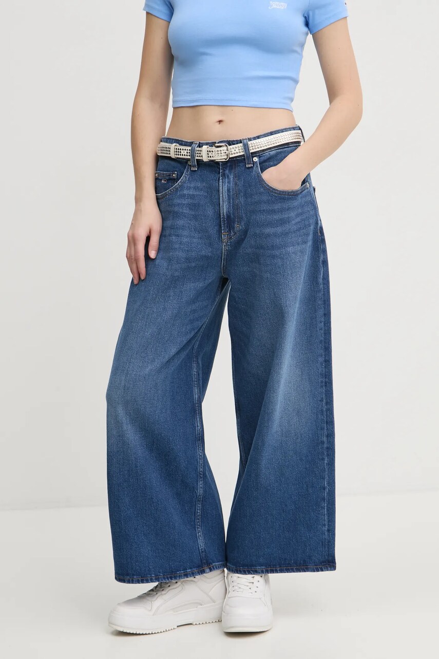 Levně Džíny Tommy Jeans dámské, modrá barva, DW0DW19548
