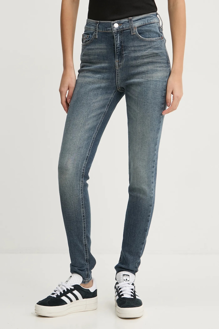 Tommy Jeans jeans femei, culoarea bleumarin, DW0DW19766 Tommy Jeans jeans femei, culoarea bleumarin, DW0DW19766