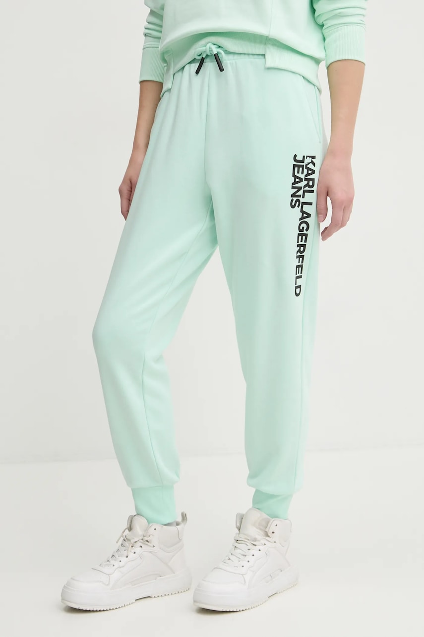 Karl Lagerfeld Jeans pantaloni de trening culoarea verde, cu imprimeu, A1W10058 Karl Lagerfeld Jeans pantaloni de trening culoarea verde, cu imprimeu, A1W10058