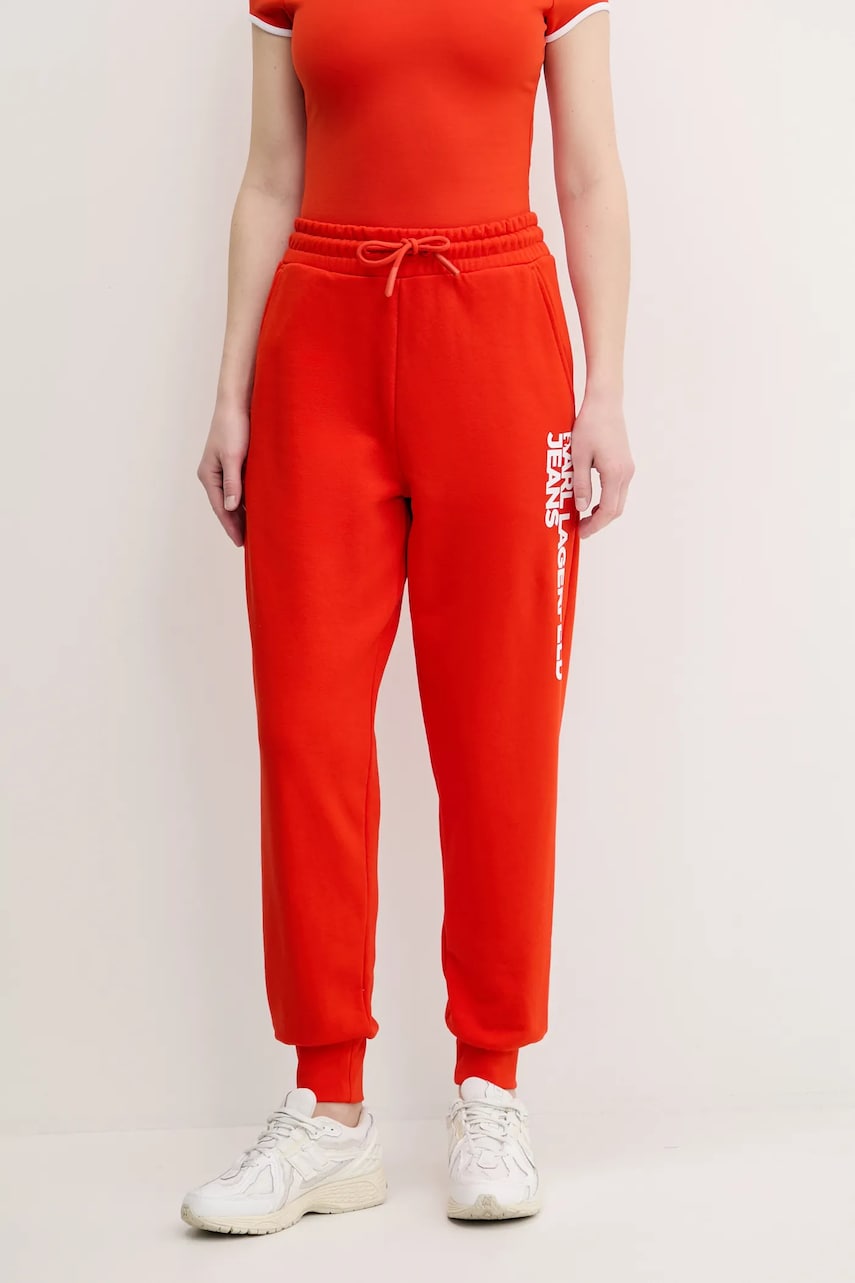 Karl Lagerfeld Jeans pantaloni de trening culoarea portocaliu, cu imprimeu, A1W10058 Karl Lagerfeld Jeans pantaloni de trening culoarea portocaliu, cu imprimeu, A1W10058