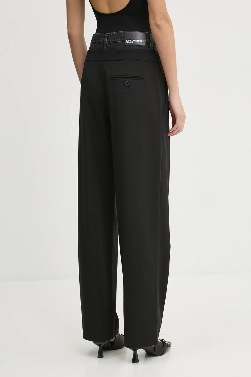 Штани Karl Lagerfeld Jeans жіночі колір чорний широкі висока посадка A1W10061 