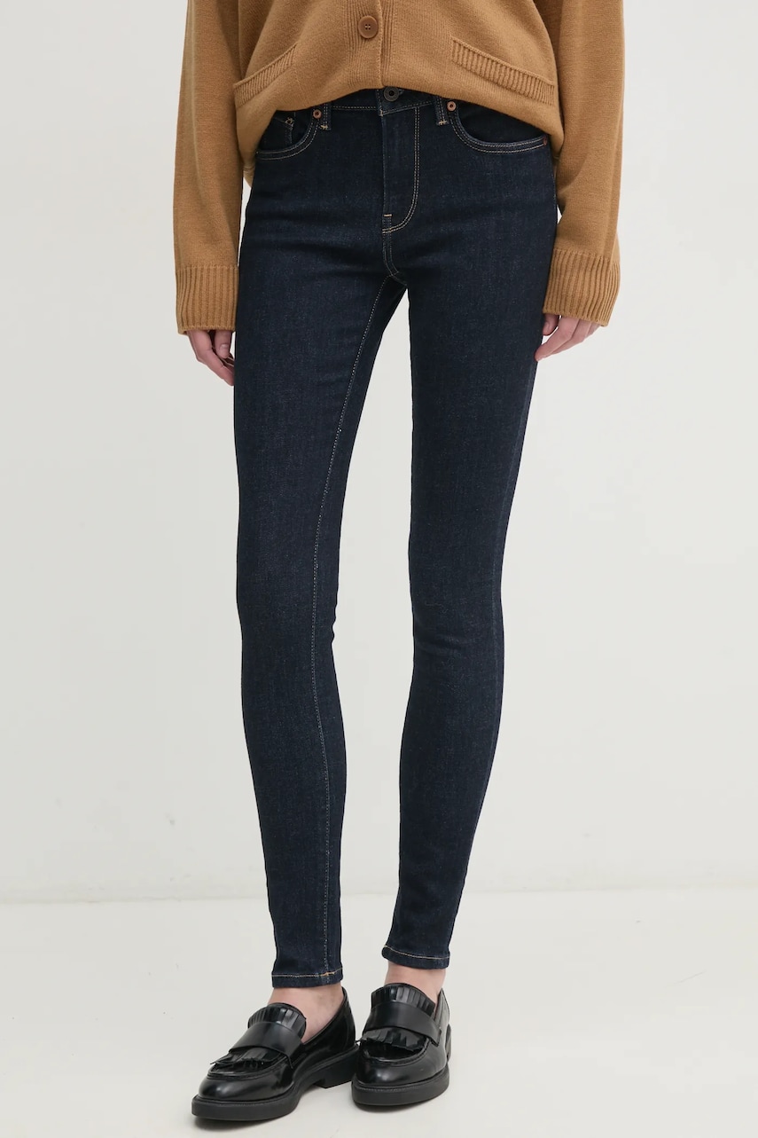 Pepe Jeans jeansi SKINNY JEANS MW REGENT femei, culoarea albastru marin, PL204728BC1 Pepe Jeans jeansi SKINNY JEANS MW REGENT femei, culoarea albastru marin, PL204728BC1