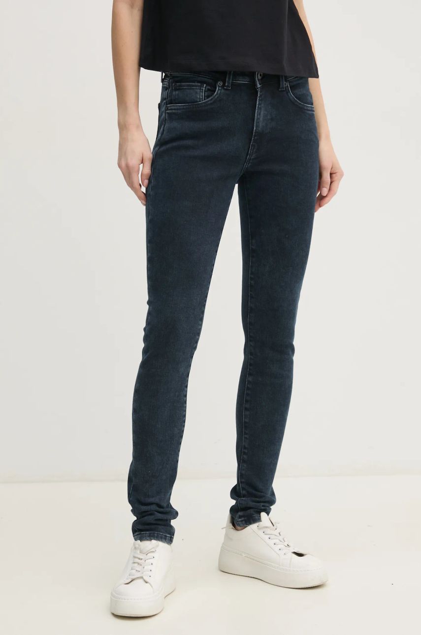 Pepe Jeans jeans SKINNY JEANS MW REGENT femei, culoarea albastru marin, PL204728ED9