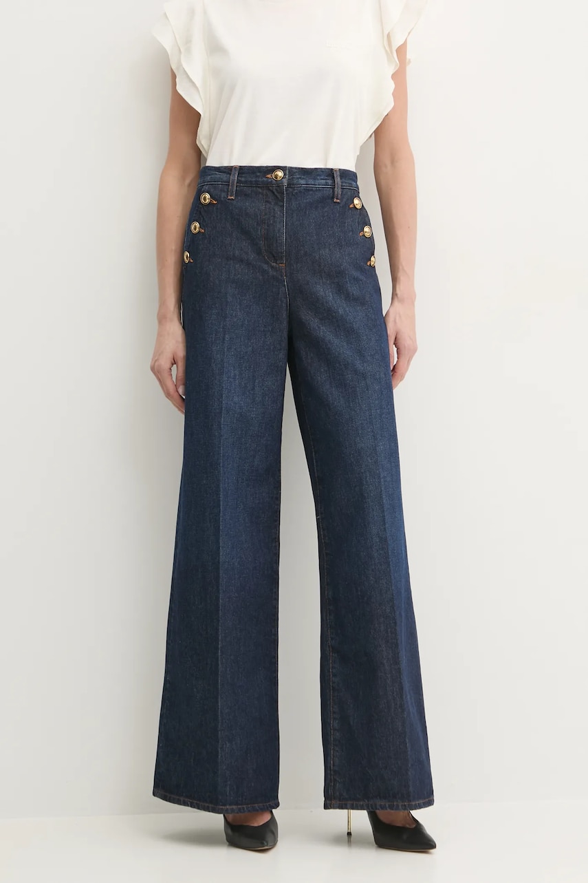 Luisa Spagnoli jeansi femei, culoarea albastru marin, 541773