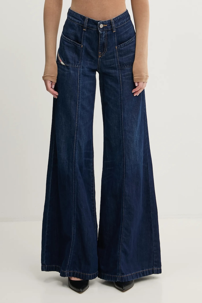 Diesel blugi din amestec de in D-AKII L.32 TROUSERS high waist, A12808.068RA Diesel blugi din amestec de in D-AKII L.32 TROUSERS high waist, A12808.068RA