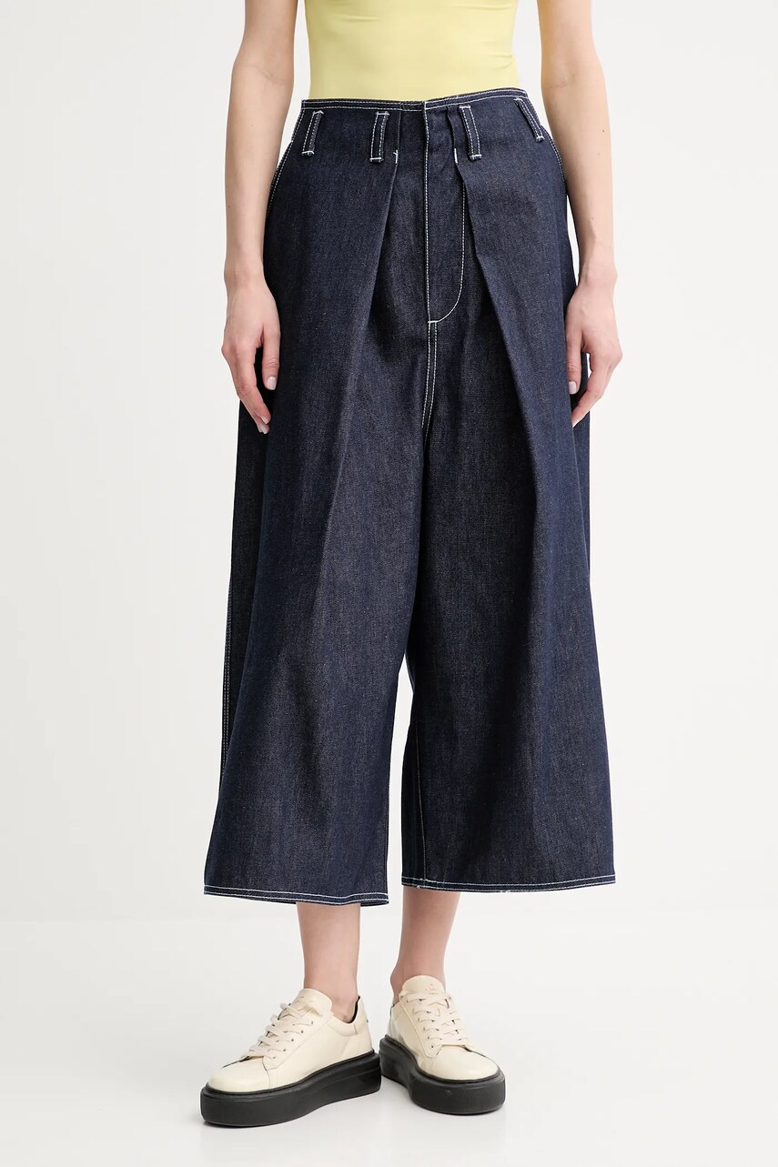 Levně Džínové šortky Sunnei dámské, tmavomodrá barva, high waist, RTWXBOT025