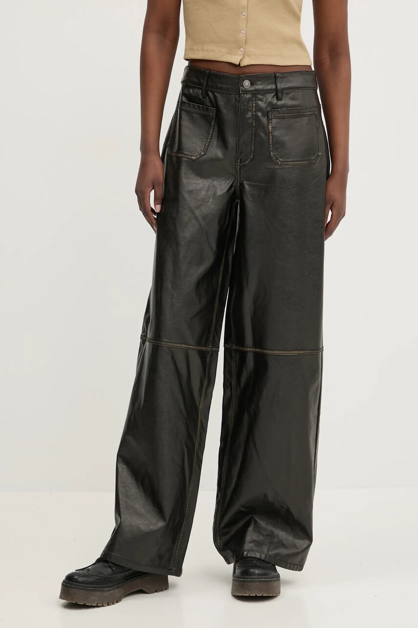 Levně Kalhoty Guess Originals dámské, černá barva, jednoduché, high waist, W5RB57 WGTF0
