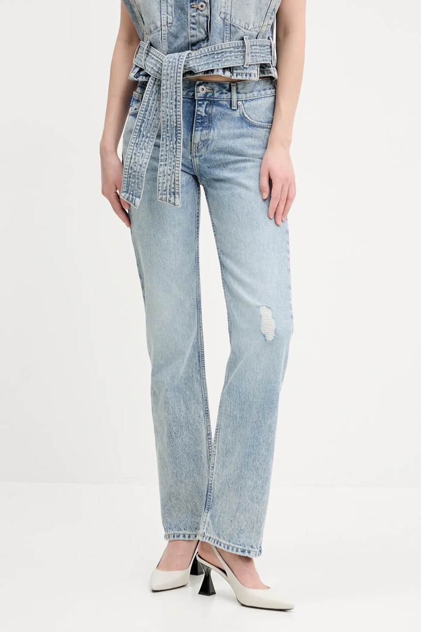 Levně Bavlněné džíny Hugo Blue dámské, medium waist, 50537425