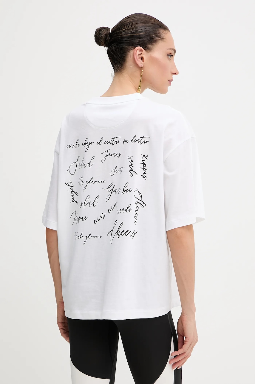 BOSS Orange tricou din bumbac femei, culoarea bej, 50540441