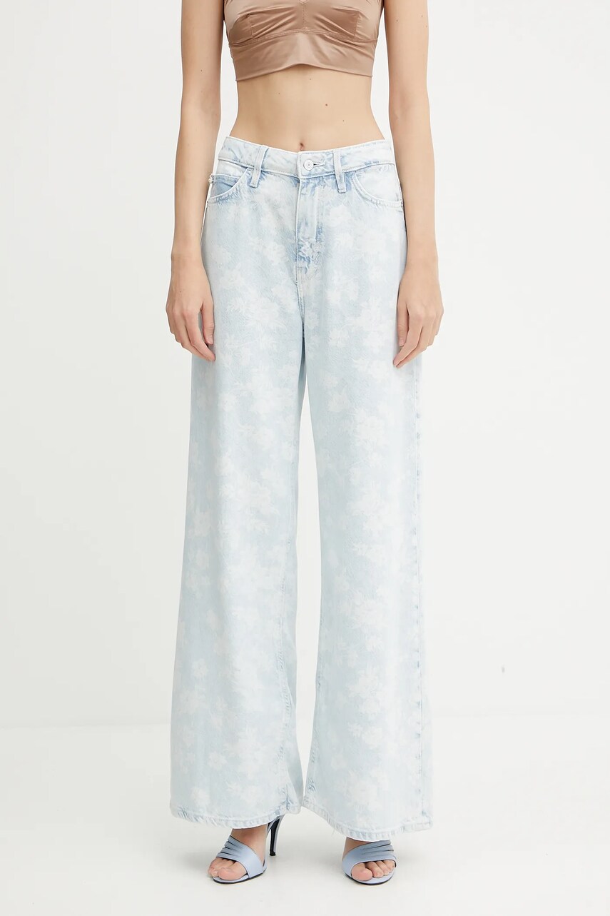 Levně Džíny Guess BELLFLOWER dámské, modrá barva, W5GA82 D5B95