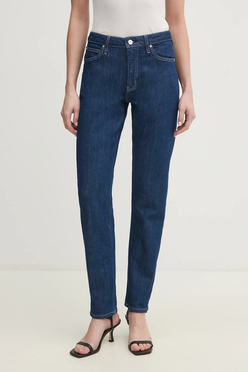 Levně Džíny Calvin Klein dámské, tmavomodrá barva, K20K208259