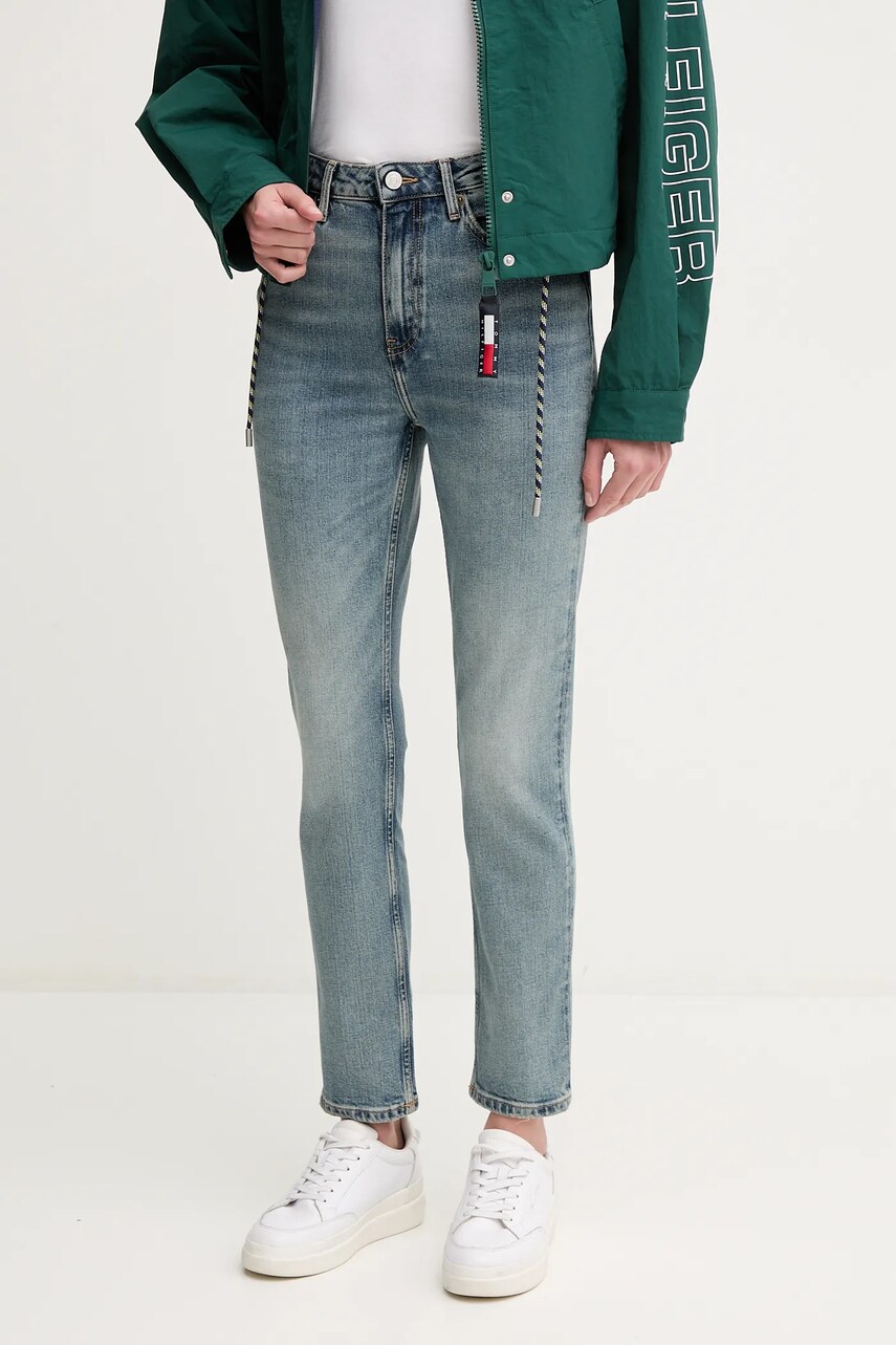 Levně Džíny Tommy Hilfiger dámské, modrá barva, WW0WW44351