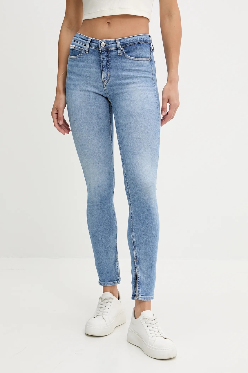 Levně Džíny Calvin Klein Jeans dámské, modrá barva, J20J225119