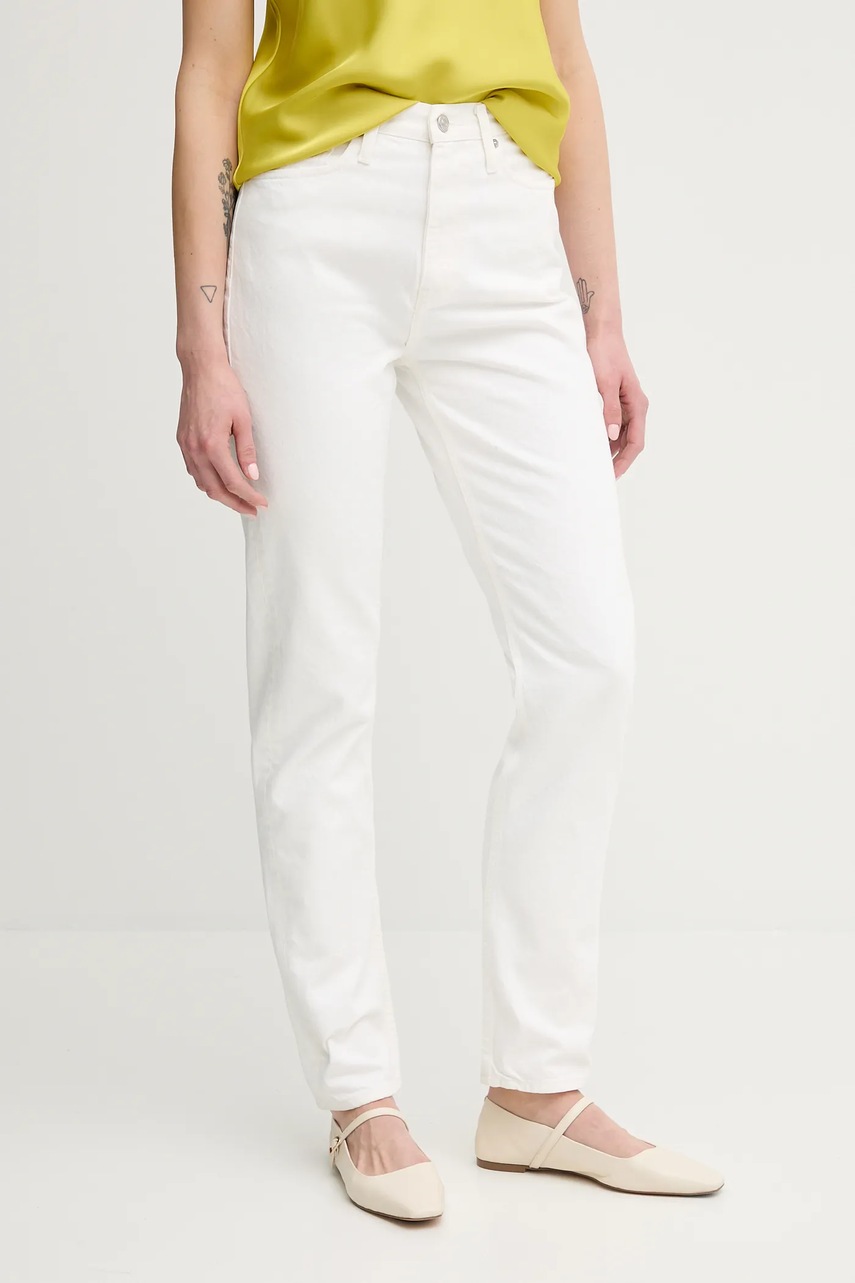 Levně Džíny Calvin Klein Jeans dámské, bílá barva, J20J225136